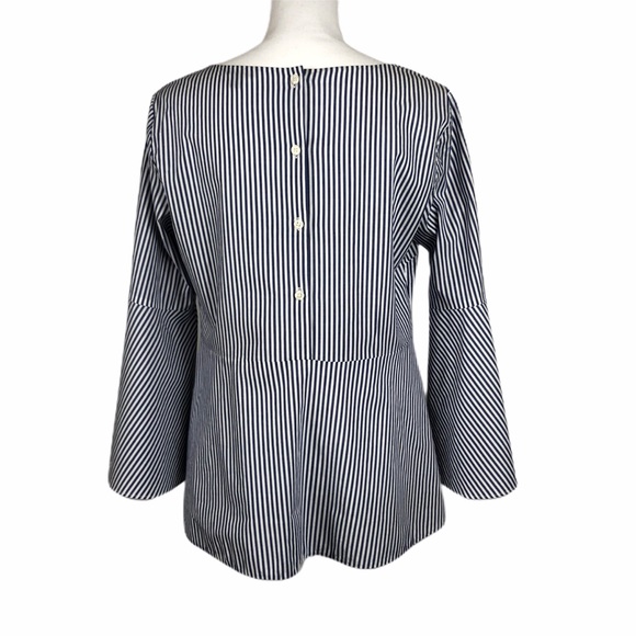 ANN TAYLOR Blue & White Blouse, Bell Sleeves SZ S - Picture 3 of 6